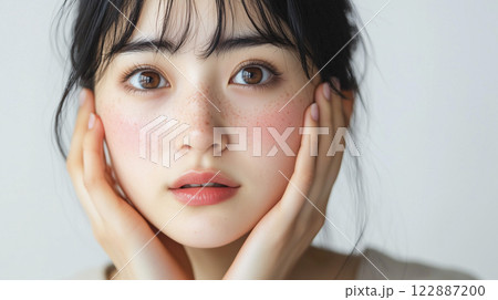 そばかすのある日本人女性（生成AI画像） 122887200