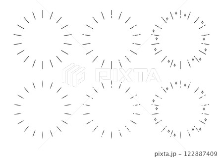 様々な形状をした線画の丸フレームのバリエーションイラスト 様々な形状をした線画の丸フレームのバリエーションイラスト 122887409