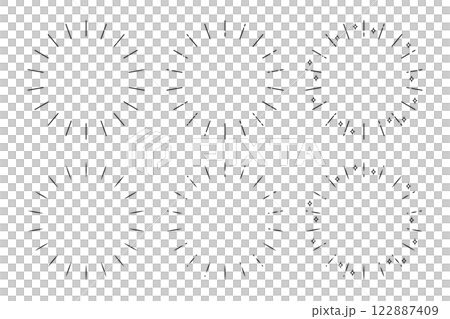 様々な形状をした線画の丸フレームのバリエーションイラスト 様々な形状をした線画の丸フレームのバリエーションイラスト 122887409