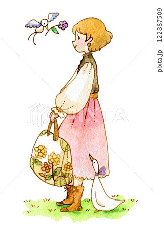 旅行鞄を持つ女の子 旅行鞄を持つ女の子 122887509