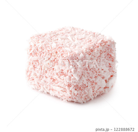 Delicious pink coconut treat with a fluffy texture and sweet flavor prepared for a sunny outdoor gathering Delicious pink coconut treat with a fluffy texture and sweet flavor prepared for a sunny outdoor gathering 122888672