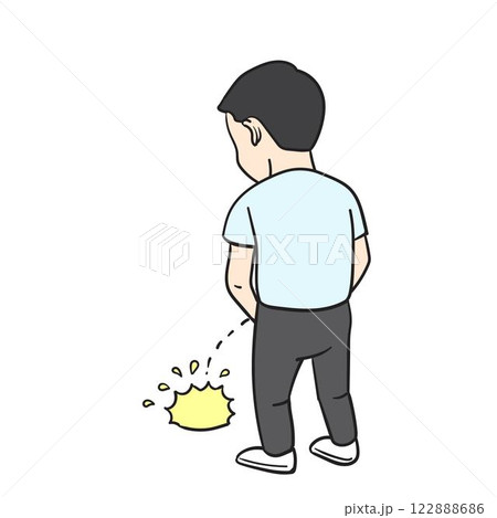 Cartoon man peeing Cartoon man peeing 122888686