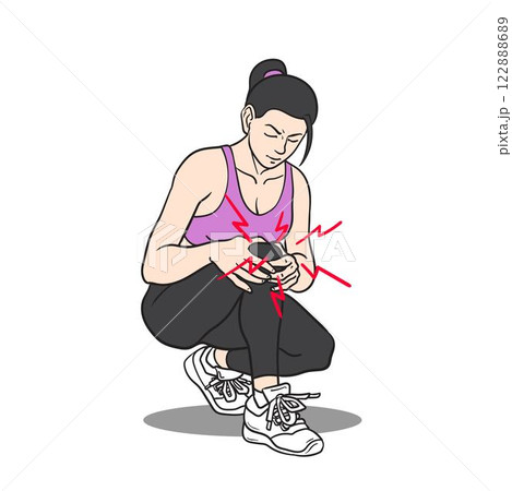 Woman with a knee injury vector 122888689
