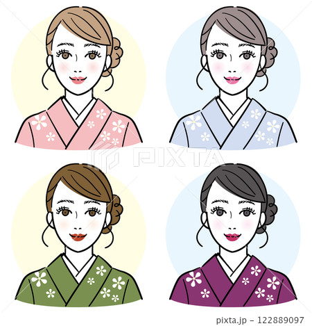 パーソナルカラー　着物を着た女性 122889097