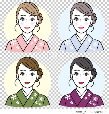 パーソナルカラー　着物を着た女性 122889097