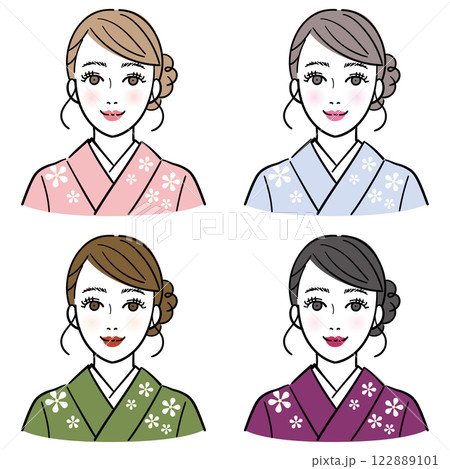 パーソナルカラー 着物を着た女性 パーソナルカラー 着物を着た女性 122889101