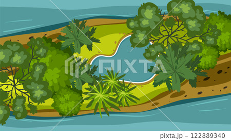 Lush Island Oasis with Vibrant Foliage Lush Island Oasis with Vibrant Foliage 122889340