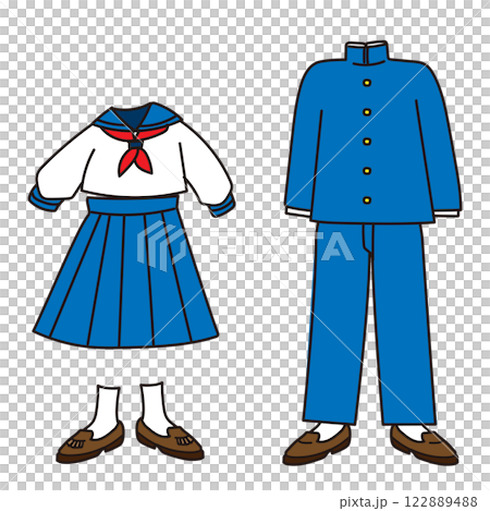 青い学生服のイラスト素材 青い学生服のイラスト素材 122889488