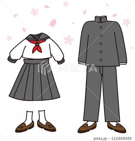 桜と学生服のイラスト素材 122889489