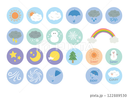 かわいい天気アイコンセット 122889530