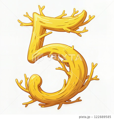Golden number five with antlers. 122889585