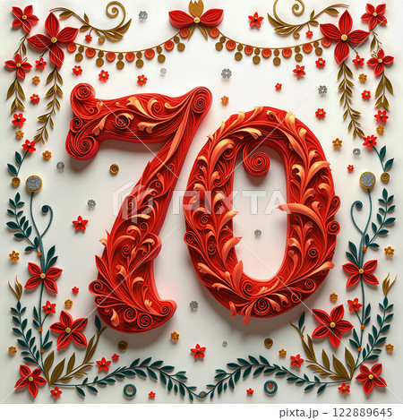 Intricate quilled number 70. 122889645
