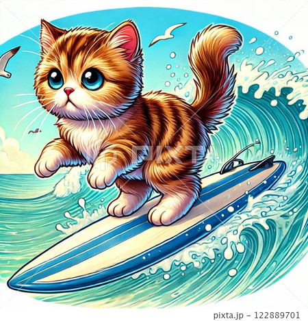 サーフィン猫 122889701