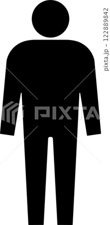 黒い直立している男性のアイコン、透明背景 122889842