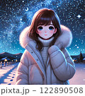 星空の下コートを着た女性 122890508