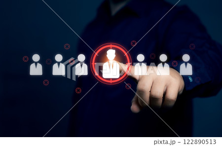 Good Human Resource Management Concept Human resource management within an organization focuses on recruiting potential personnel, training, and developing potential for good organizational efficiency Good Human Resource Management Concept Human resource management within an organization focuses on recruiting potential personnel, training, and developing potential for good organizational efficiency 122890513