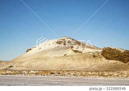 View of hill range landscape with blue sky on Vik village 122890546