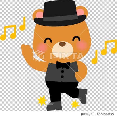 タップダンスを踊るクマのキャラクター 122890639