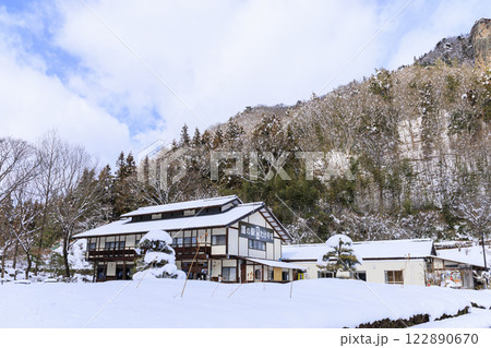 道の駅 霊山 嵩山 雪景色 道の駅 霊山 嵩山 雪景色 122890670