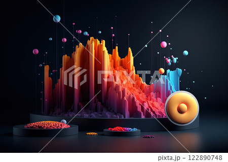 Abstract business graph in mountain style. Data bars concept element for business. Generated AI. 122890748