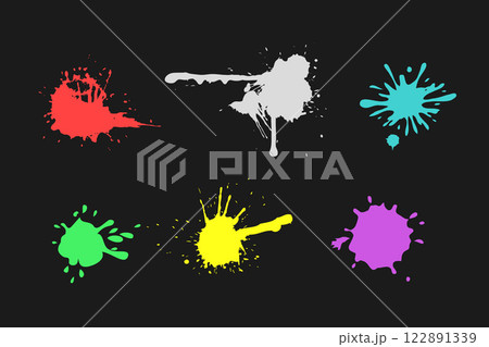 Color ink blots collection isolated on dark background. Vector clipart Color ink blots collection isolated on dark background. Vector clipart 122891339