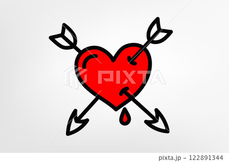 Red heart with arrows isolated on white background. vector illustration 122891344