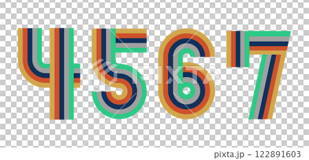 4,5,6,7 Numbers Number Design Rainbow Color 1 122891603