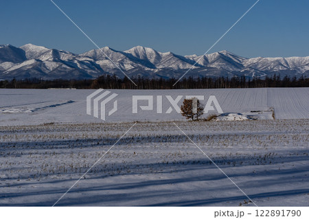 雪原の大地と日高山脈 122891790