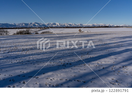 雪原の大地と日高山脈 雪原の大地と日高山脈 122891791