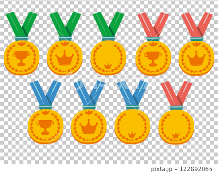 簡單而受歡迎的金牌和項鍊絲帶插圖集 122892065