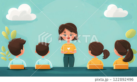 Teacher celebrating Teacher's Day high resolution vector illustration flat style 122892496