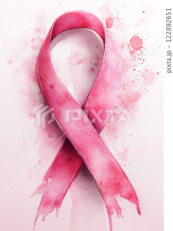 Watercolor style white backdrop high resolution breast cancer awareness month 122892651