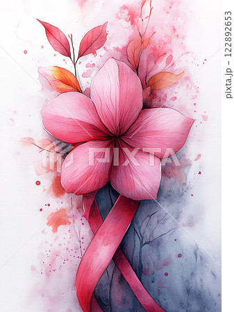 Breast cancer awareness month white backdrop watercolor style high resolution 122892653