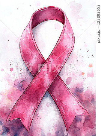 Breast cancer awareness month watercolor style white backdrop high resolution 122892655