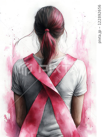 Breast cancer awareness month watercolor style white backdrop high resolution 122892656