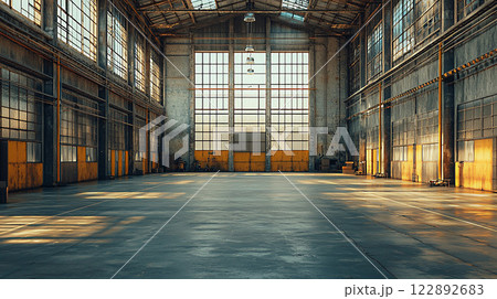 Large workshop space factory empty building high resolution 122892683
