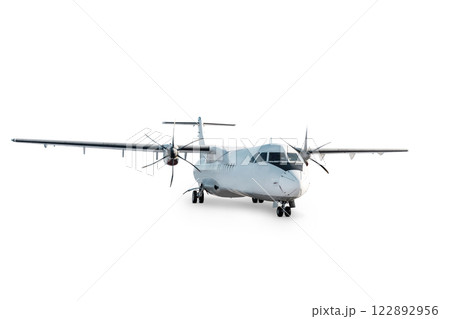 Passenger turboprop airliner isolated on white background Passenger turboprop airliner isolated on white background 122892956
