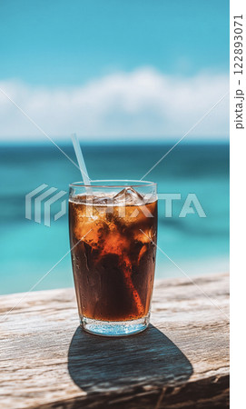 海の見えるカフェで飲むアイスコーヒー AI画像 海の見えるカフェで飲むアイスコーヒー AI画像 122893071