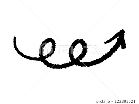 手書きのくるくる矢印 ベクター 黒 122893321
