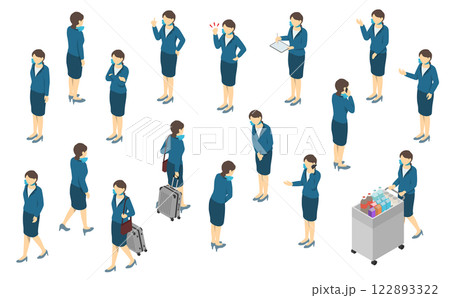 アイソメトリックイラスト:キャビンアテンダント アイソメトリックイラスト:キャビンアテンダント 122893322
