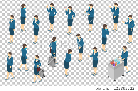 Isometric illustration: Cabin attendant 122893322