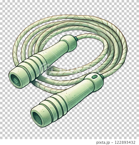 A pair of jump ropes coiled for fitness and exercise activities. Watercolor clipart cartoon A pair of jump ropes coiled for fitness and exercise activities. Watercolor clipart cartoon 122893432