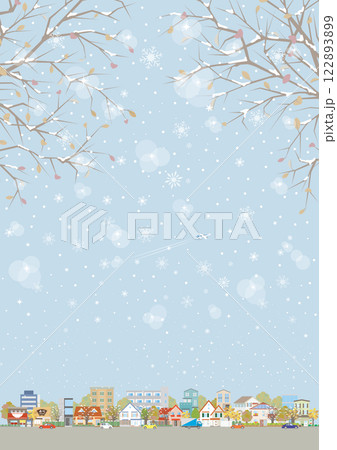 雪景色の街並みのイラスト. 122893899
