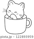 cat with cup of coffee 122893959