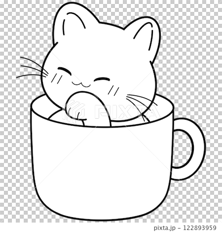 cat with cup of coffee cat with cup of coffee 122893959