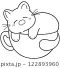 coloring book page with cat cup 122893960