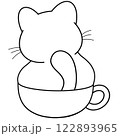 Cat in a bowl cartoon  122893965