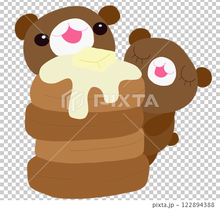 Bear couple and pancakes 122894388