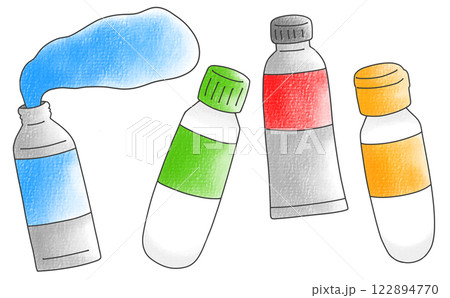 ゆるめシンプルな絵の具チューブセット　アナログ風 122894770