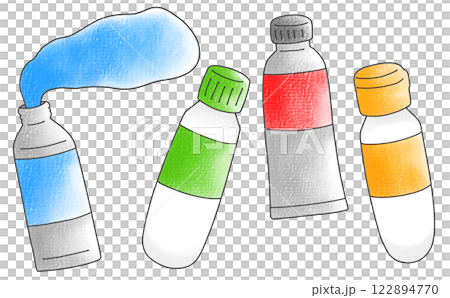 ゆるめシンプルな絵の具チューブセット　アナログ風 122894770